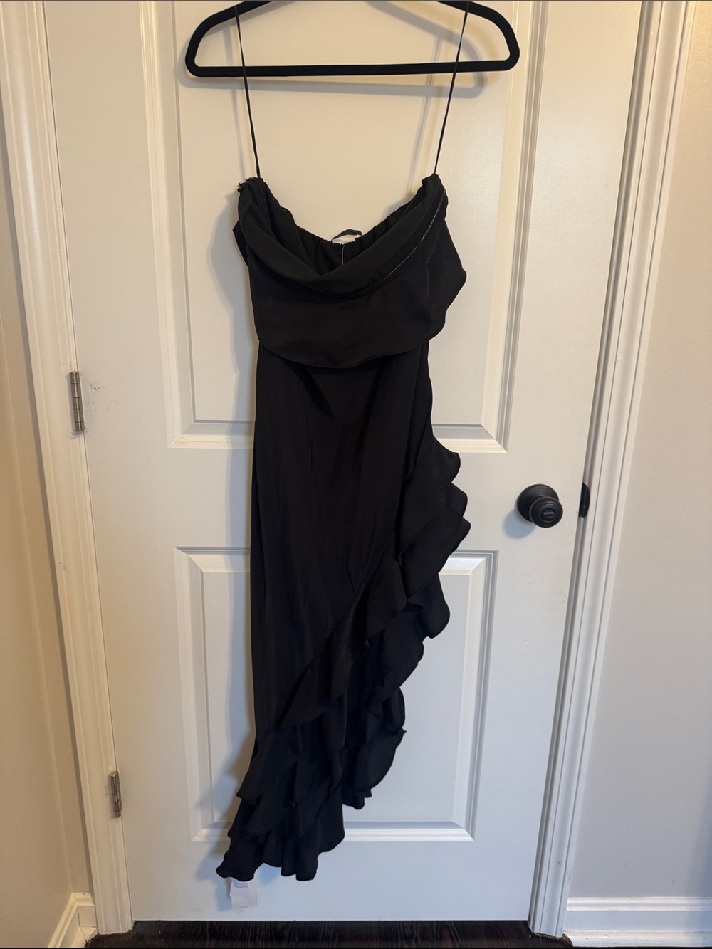 Abercrombie Black Ruffled Asymmetrical Slip Dress